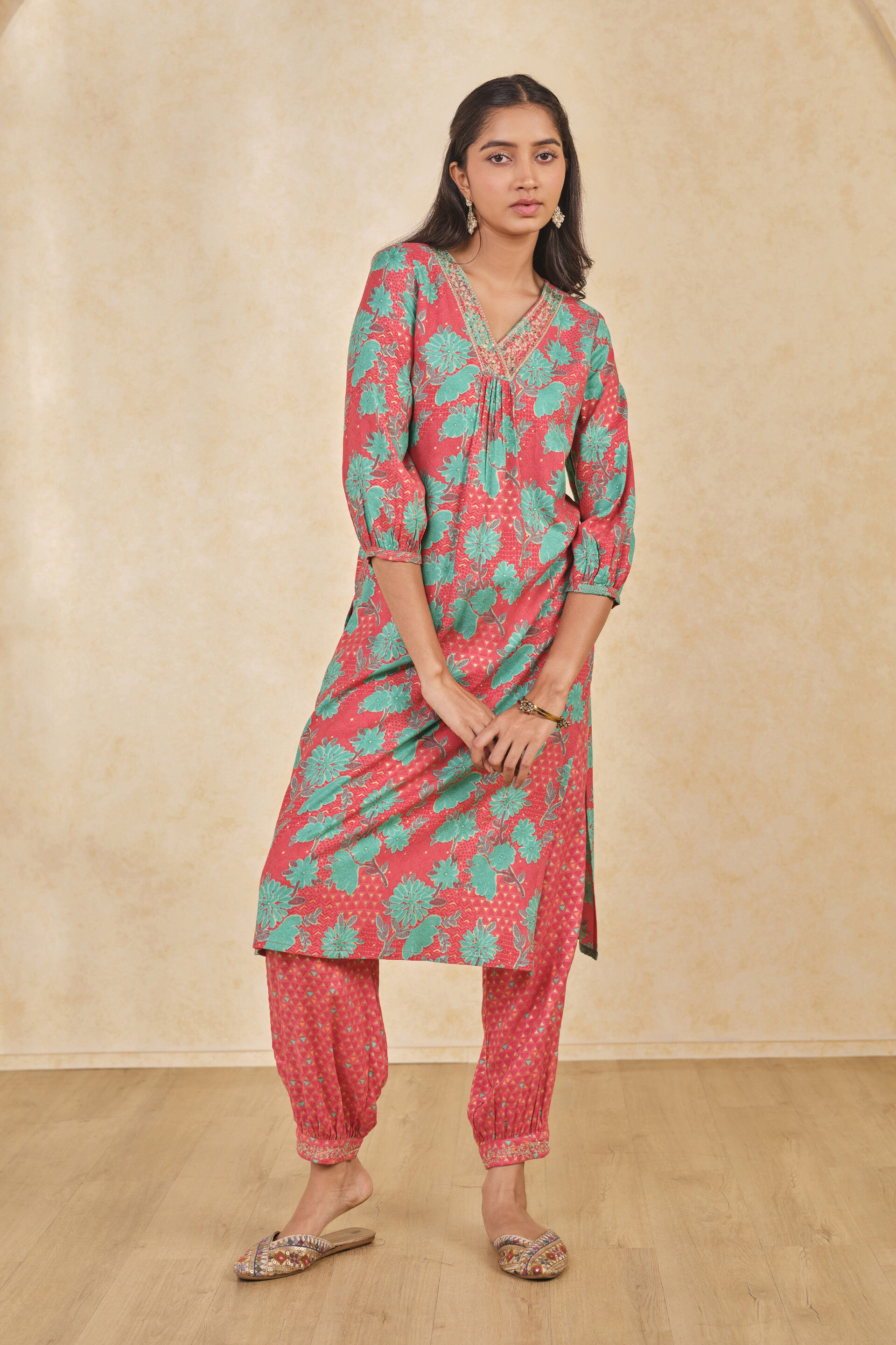 The Khushboo Kurta Set, Coral, image 3
